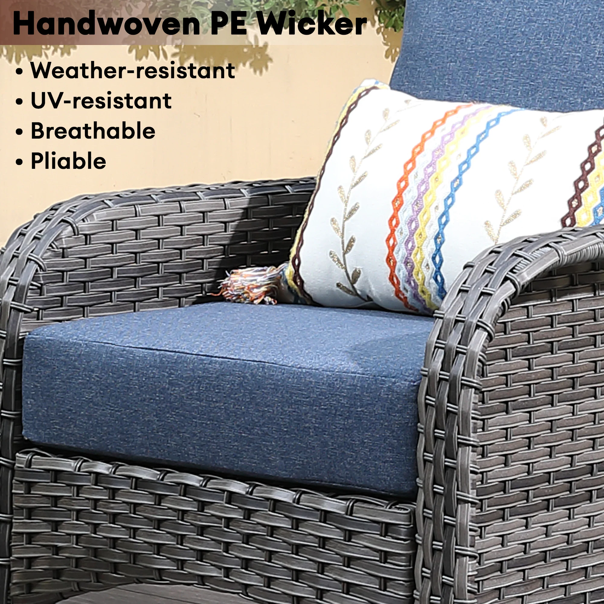 Ovios Patio Furniture Set New August 4 Piece High Back All Weather PE Wicker