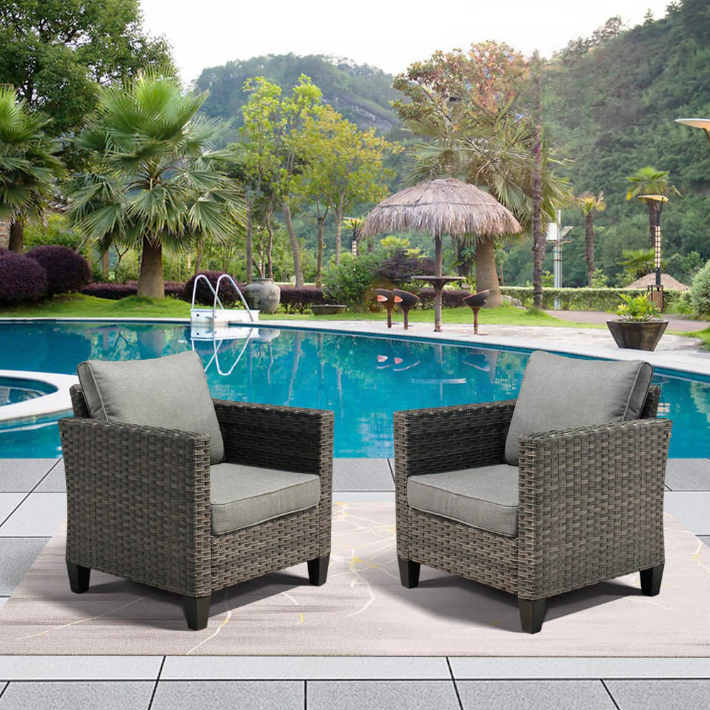 Ovios Patio Chairs New Vultros 2-Piece High Back Square Shape Armrest