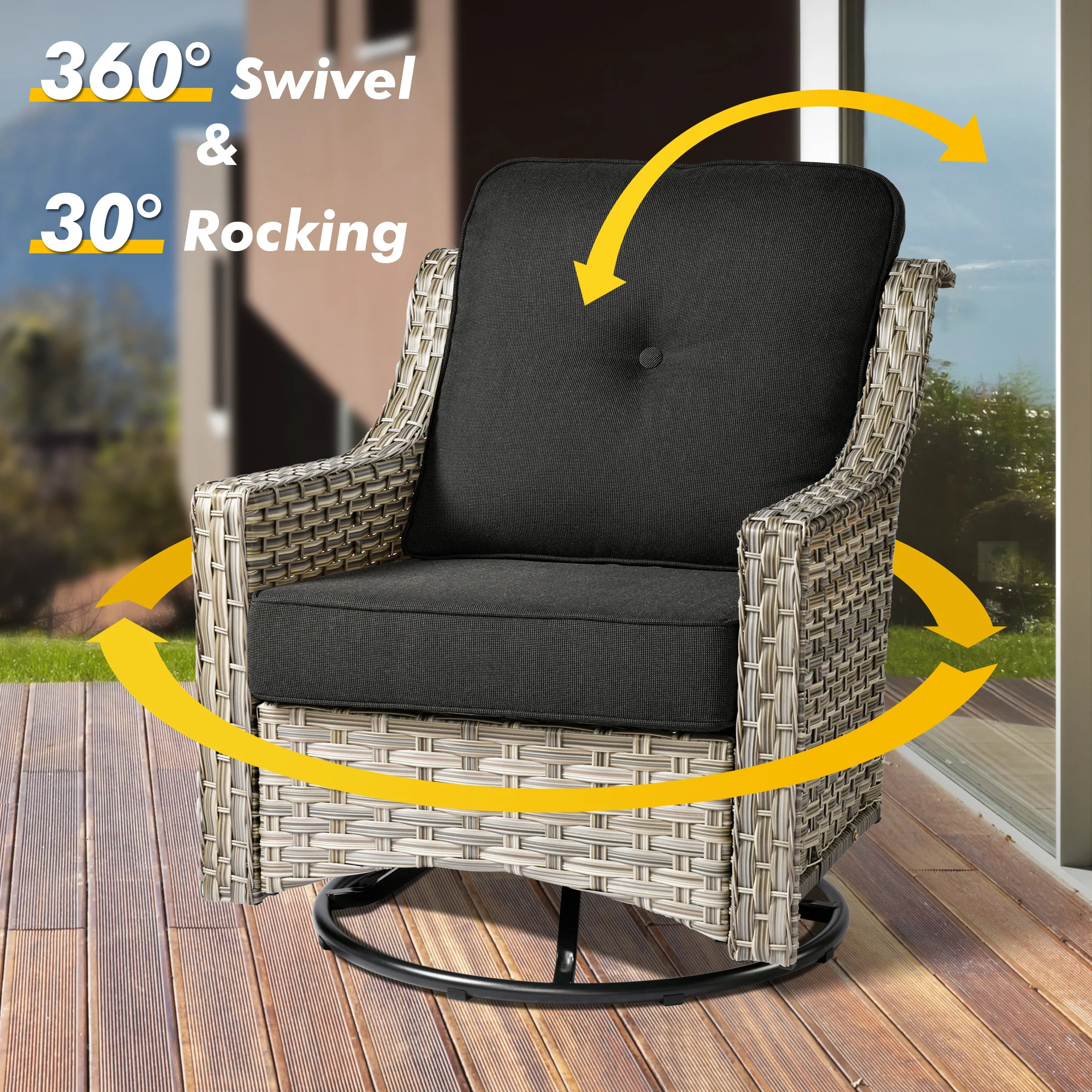 Ovios Conversation Set 5-Piece PAD Series include Rocking Chair & 47