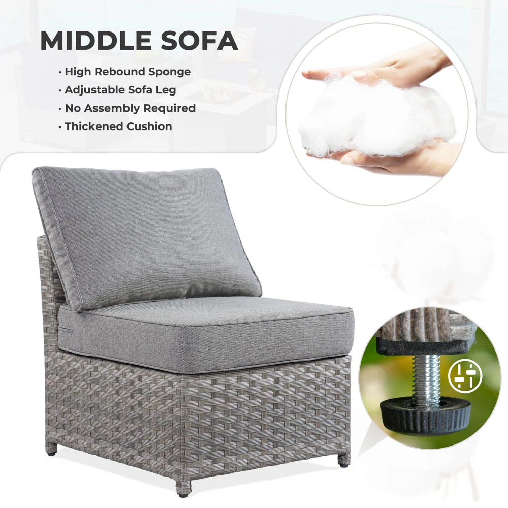 Ovios New Rimaru Series Patio Furniture Set 15-Piece include Swivel Chairs and 42