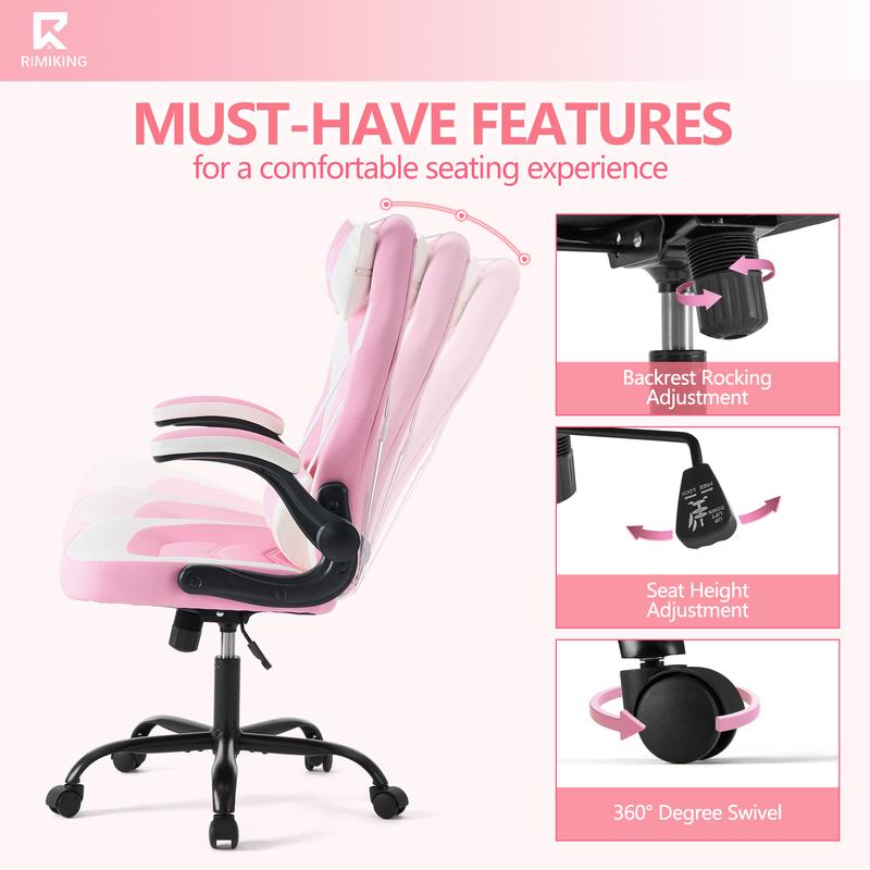 RIMIKING Shelby Series Ergonomic Gaming Chair, Adjustable Recliner, Lumbar Support, Heavy-Duty Office Chair,275 lbs Weight Capacity,3896