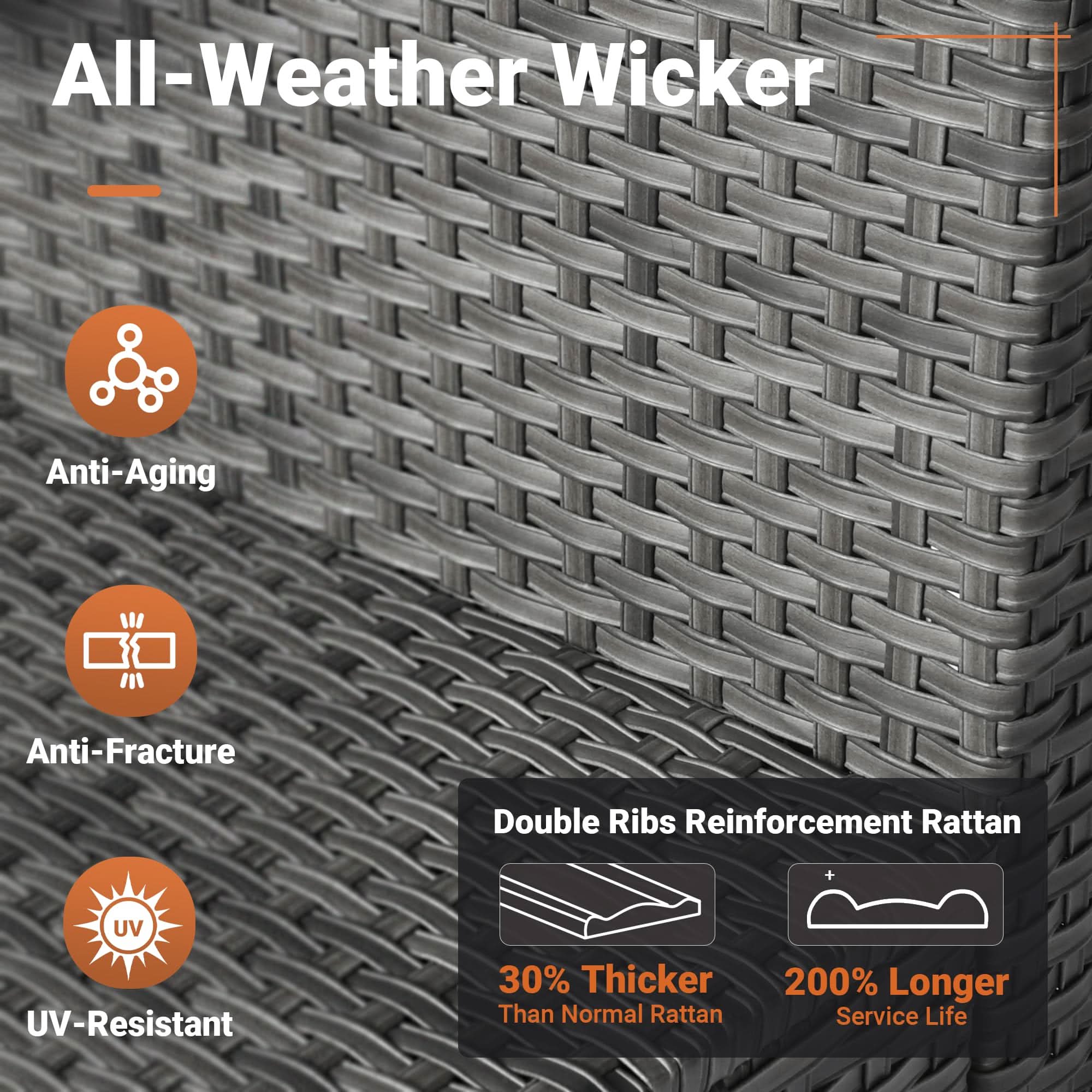 Ovios Outdoor 9 Piece Coversation Set with Swivel Rocking Chair,Sectional Patio Furniture Set with All-Weather Wicker Sofa