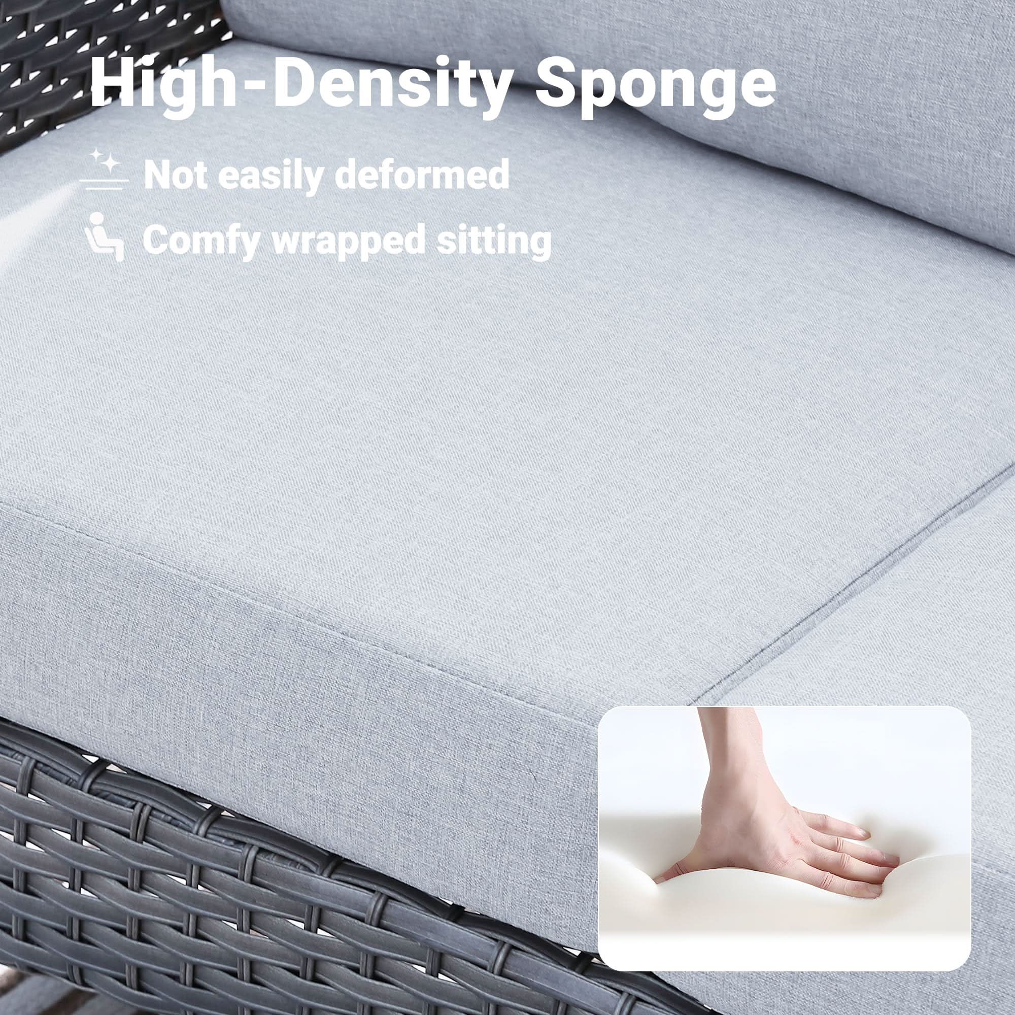 Ovios Patio Furniture Set New August 4 Piece High Back All Weather PE Wicker