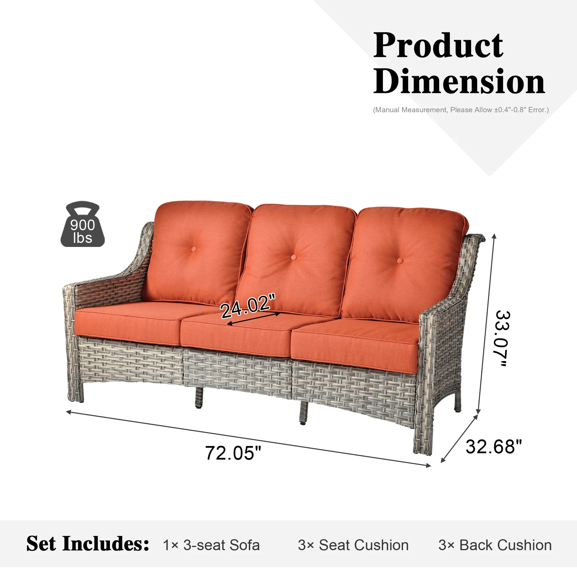 Ovios Outdoor 3-Seat Sofa PAD Series