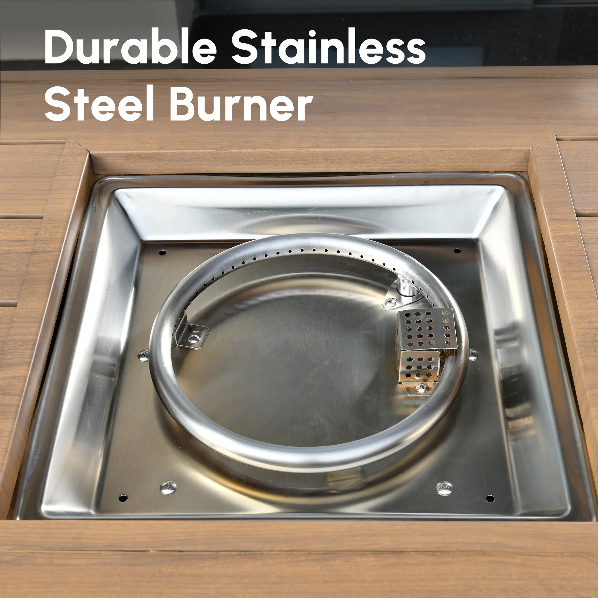 Ovios 46'' Rectangle Propane Fire Pit Double Layer Table