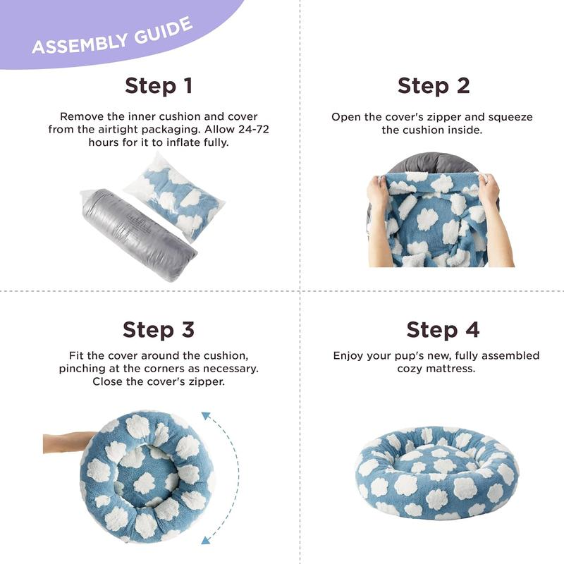 Lesure Donut Dog Bed, Cute Calming Bed for Small/Medium/Large Dogs & Cats, Camas para Perros, Washable, Round Pet Bed, Anti-Slip Bottom, Pet Supplies（Gift of pet hair cleaning tools）