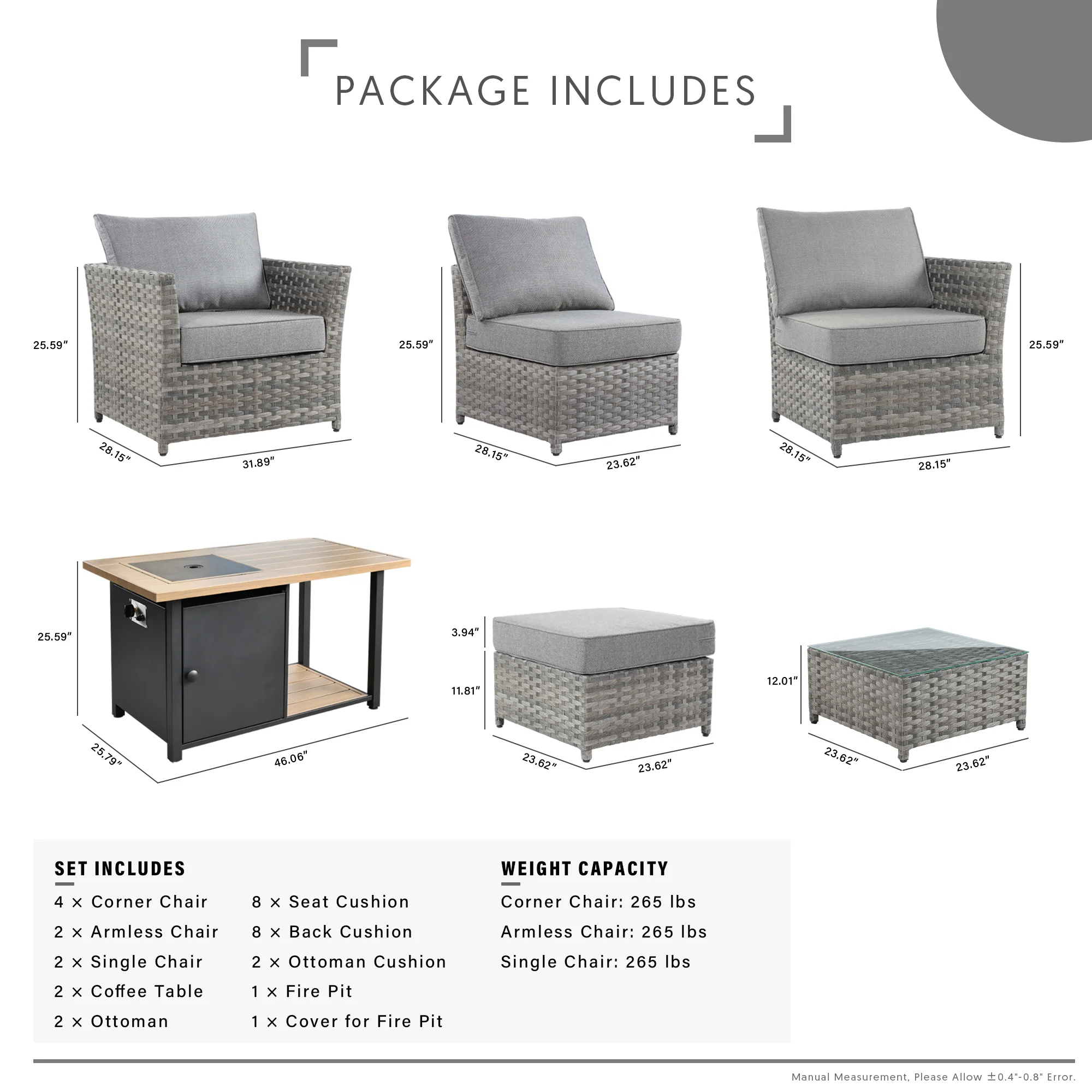 Ovios Patio Furniture Set 13-Piece include 42