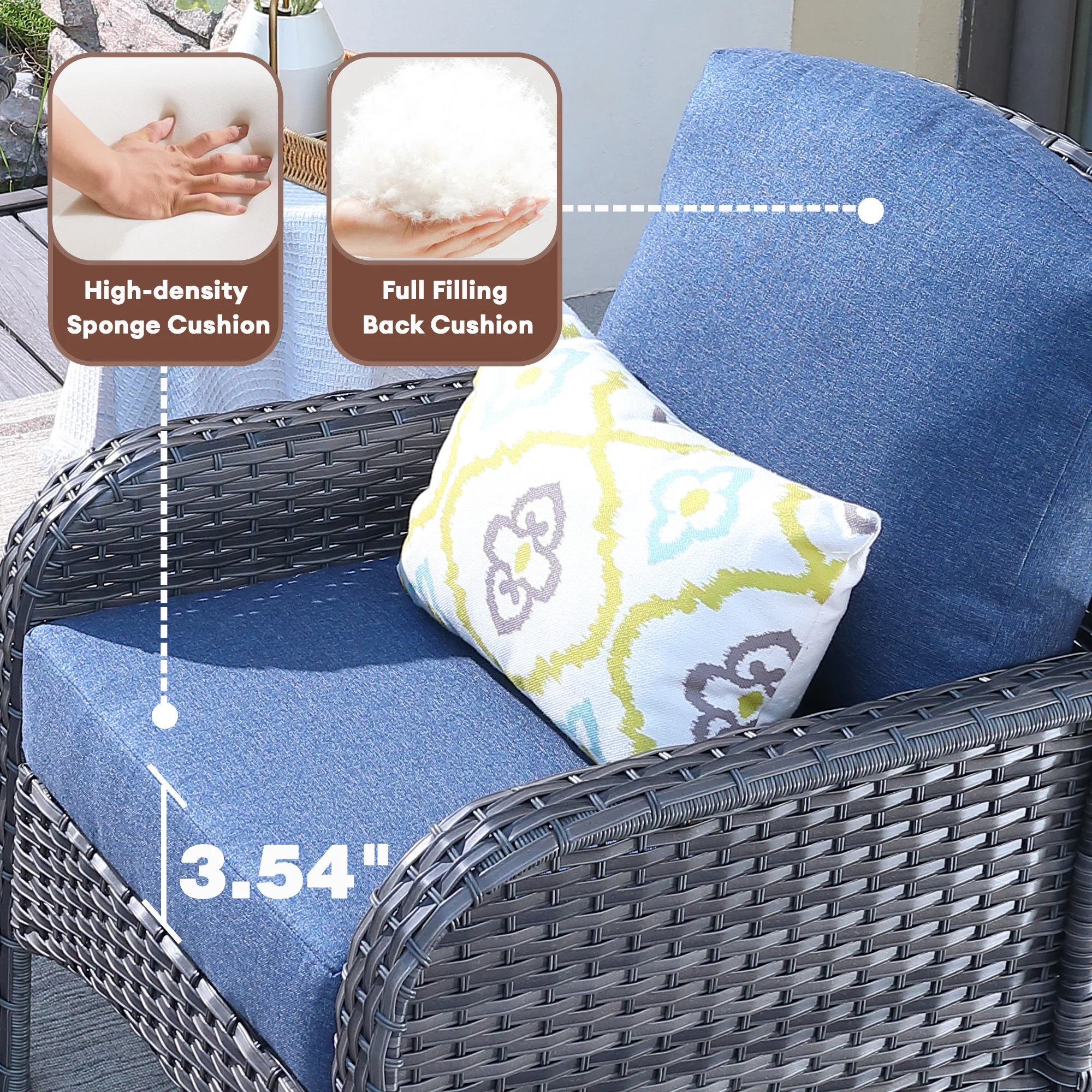 Ovios Patio Furniture Set New August 4 Piece High Back All Weather PE Wicker