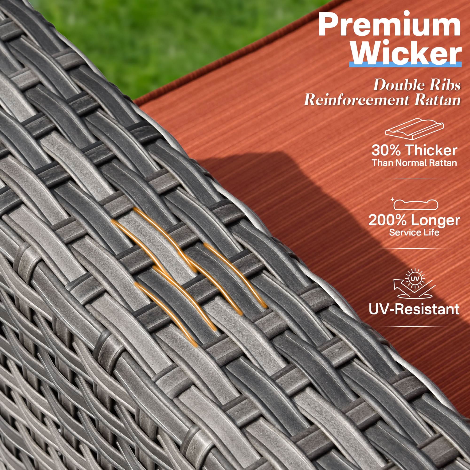 Ovios Outdoor 9 Piece Coversation Set with Swivel Rocking Chair,Sectional Patio Furniture Set with All-Weather Wicker Sofa