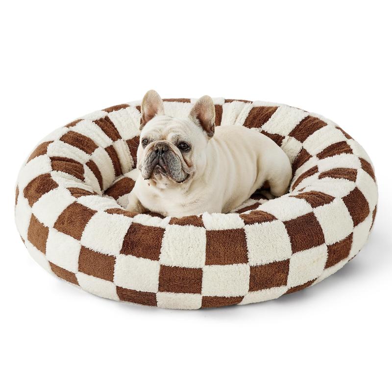 Lesure Donut Dog Bed, Cute Calming Bed for Small/Medium/Large Dogs & Cats, Camas para Perros, Washable, Round Pet Bed, Anti-Slip Bottom, Pet Supplies（Gift of pet hair cleaning tools）