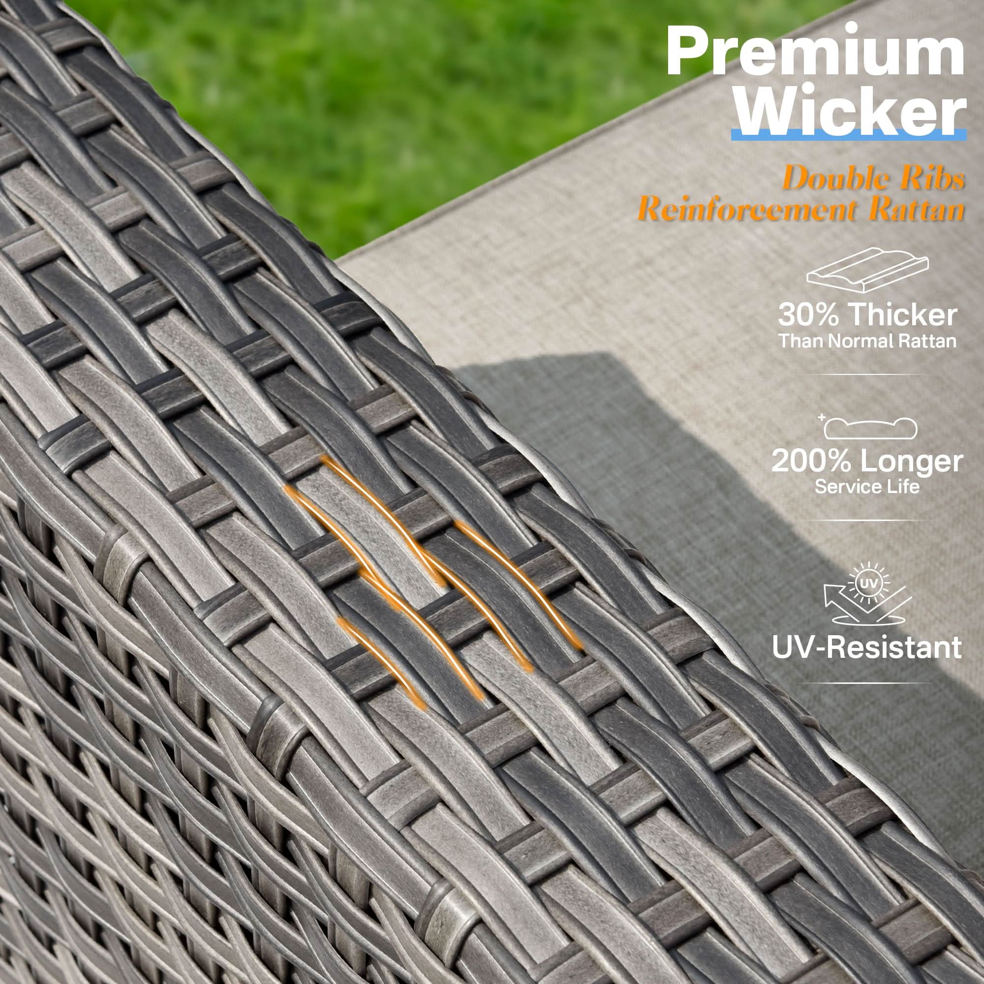 Ovios Outdoor 9 Piece Coversation Set with Swivel Rocking Chair,Sectional Patio Furniture Set with All-Weather Wicker Sofa