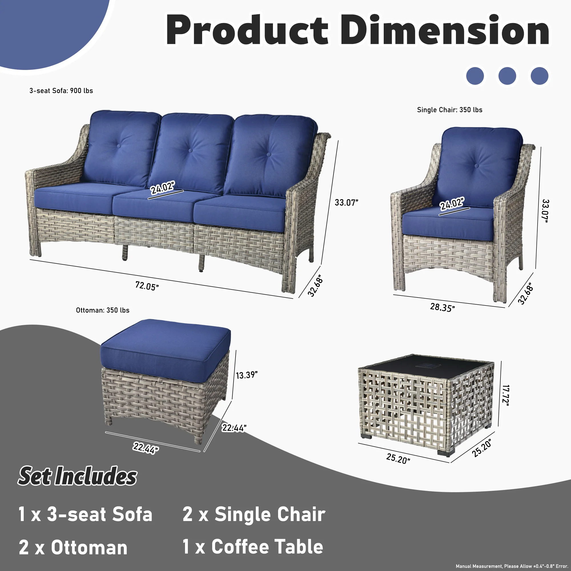 Ovios Conversation Set 6-Piece PAD Series