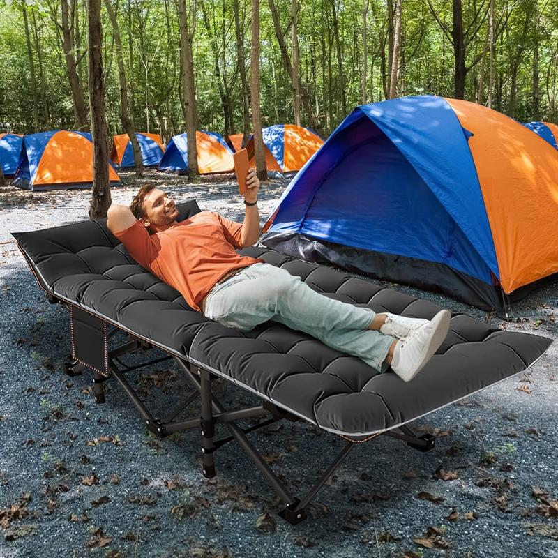 Heavy Duty Double Layer Folding Bed - 1200D 900lb Loading Cot For Adults, Portable Camping Guest Bed With Mattress And Carrying Bag For Home And Outdoor Sleeping, MattressCarrying Bag Home Camping