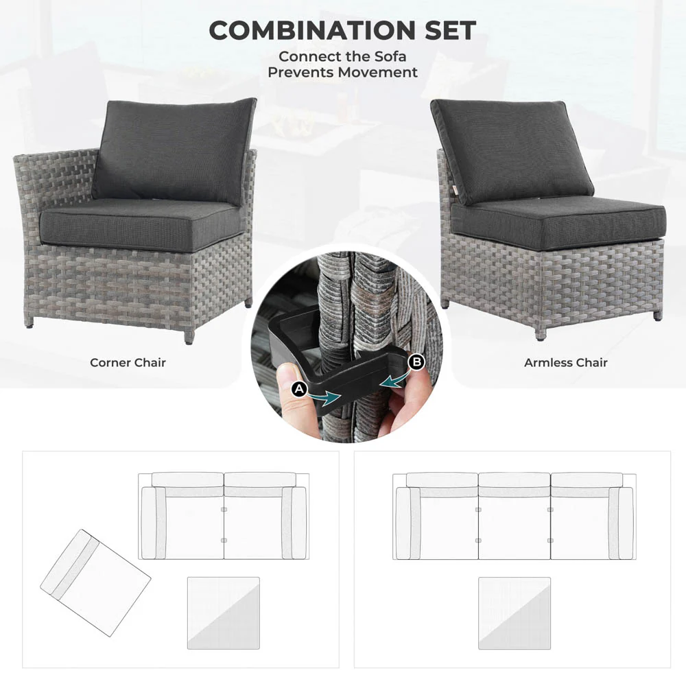 Ovios New Rimaru Series Patio Furniture Set 10-Piece include 42