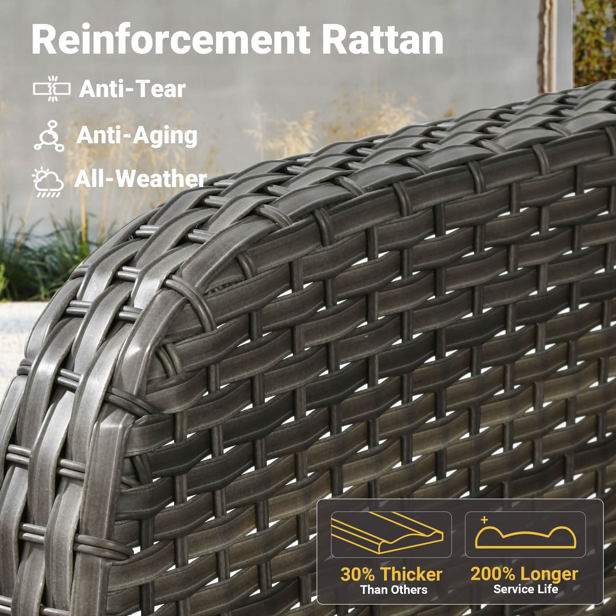 Ovios Patio Furniture Set New August 4 Piece High Back All Weather PE Wicker