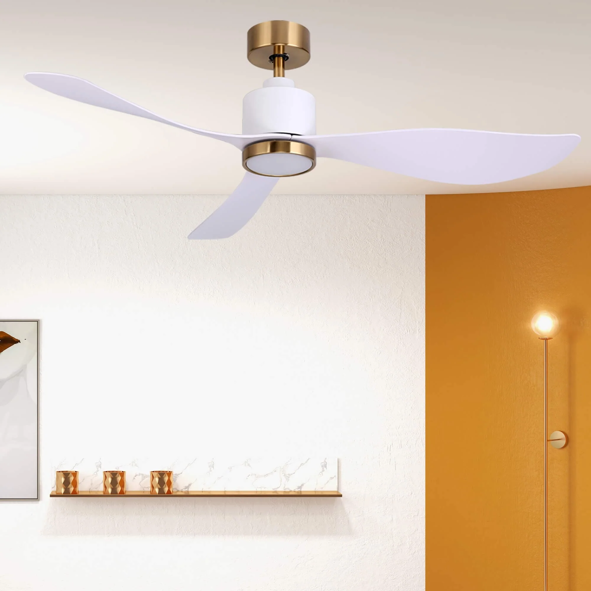 Ovios 52'' Ceiling Fan Reversible 3 Blades with Remote Control Lights, DC Motor