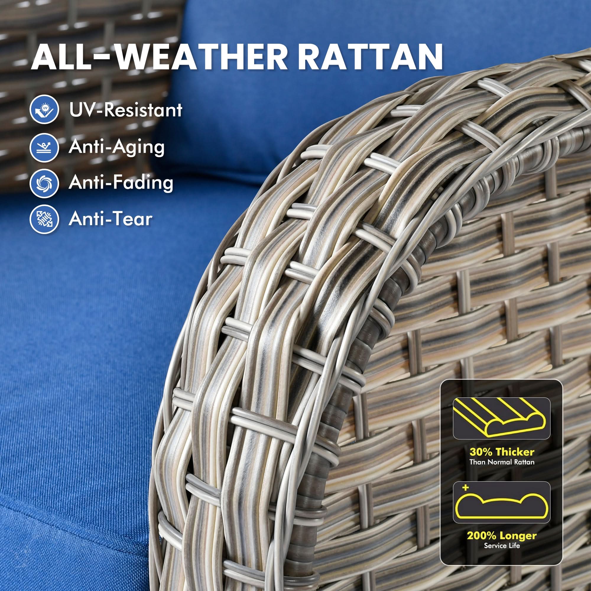 Ovios VNC Series Patio Swivel Chair 3-Piece Set