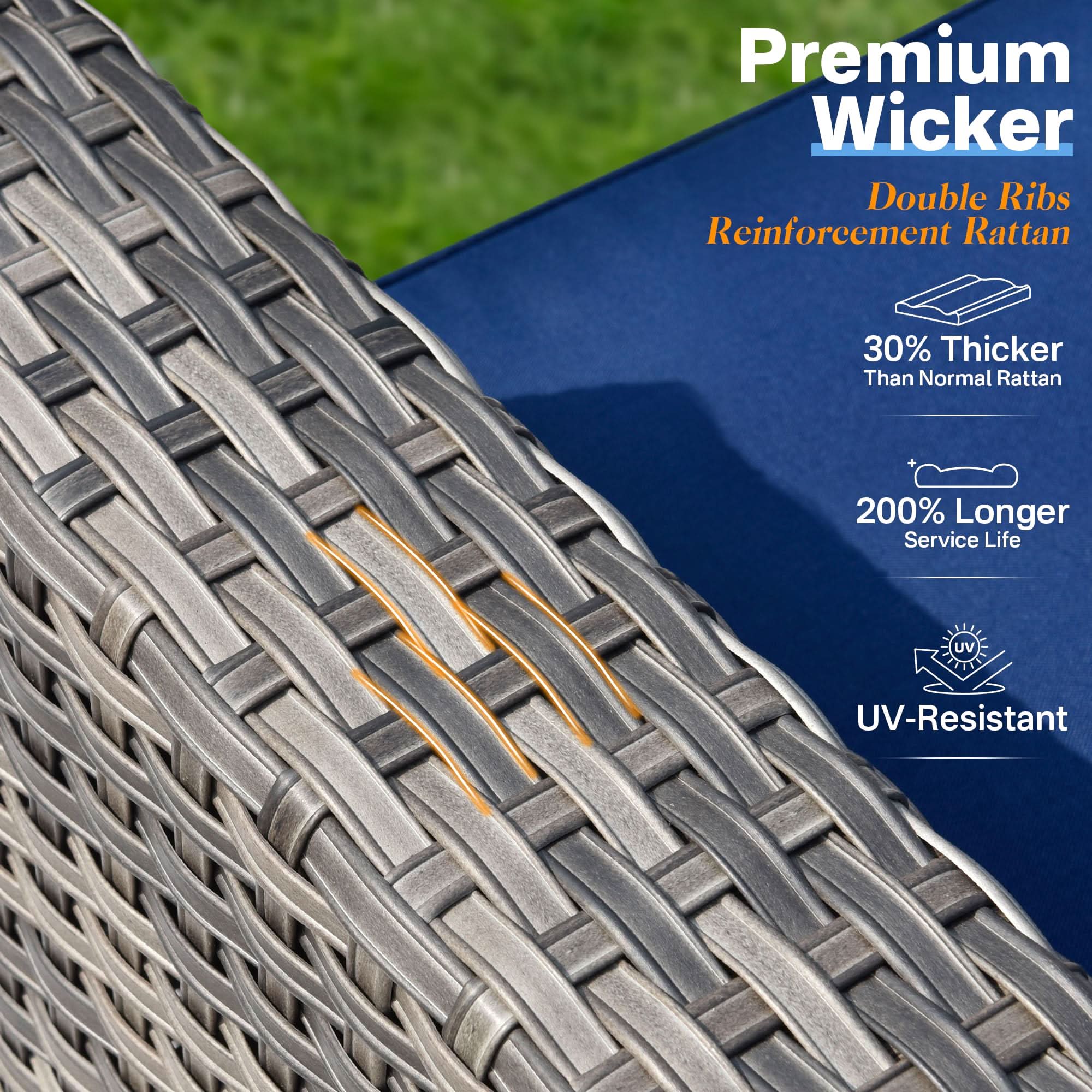 Ovios Outdoor 9 Piece Coversation Set with Swivel Rocking Chair,Sectional Patio Furniture Set with All-Weather Wicker Sofa