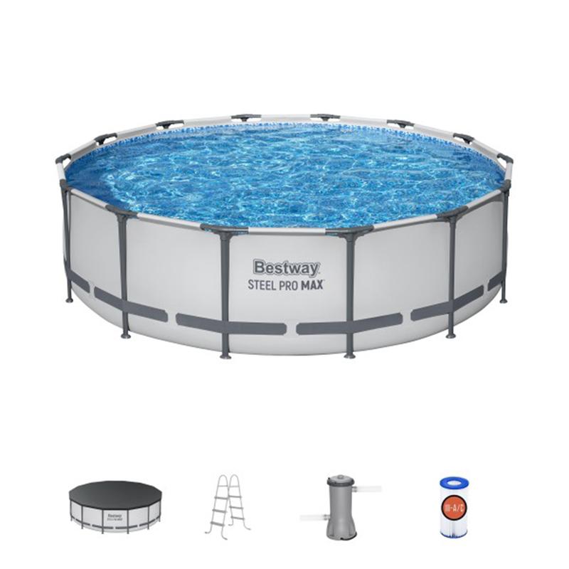 Bestway Steel Pro MAX Round Above Ground Outdoor Swimming Pool with Pump