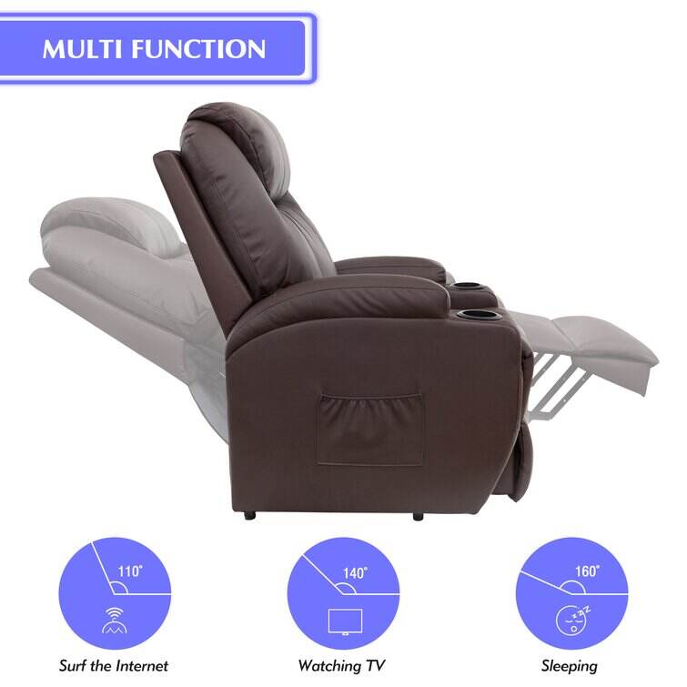 Faux Leather Power Lift Recliner Chair with Massage and Heating Function