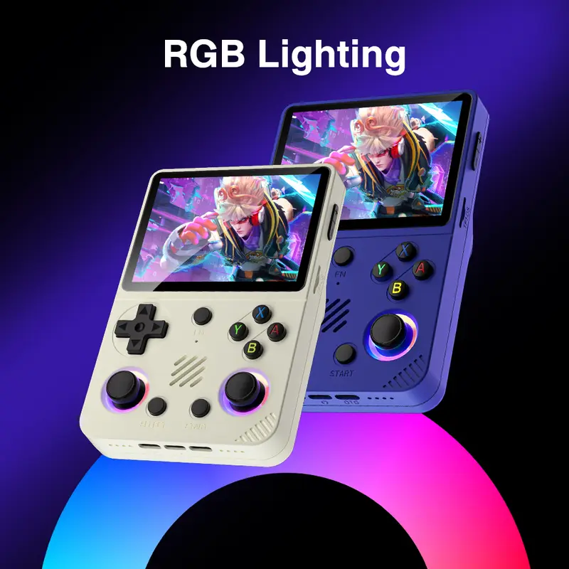 RG36 Pro (luz RGB) consola de videojuegos retro portátil, más de 20000 juegos, sistema Linux, pantalla IPS de 3,5 inch, consola de videojuegos portátil de bolsillo, inalámbrica, recargable para el hogar, dispositivo de carga