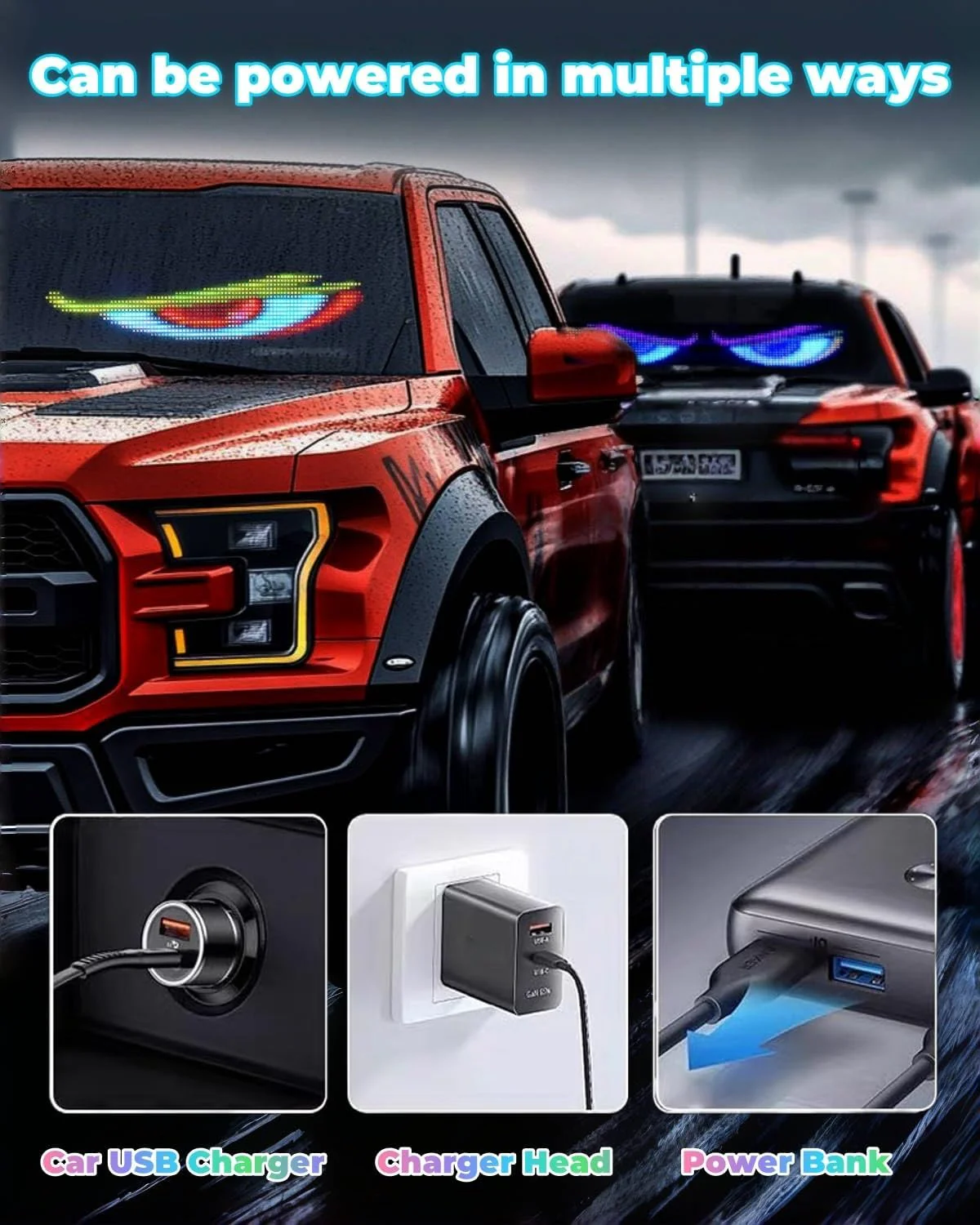 LED Devil Eyes Light for Trucks - Programmable LED Display for Trucks Windows