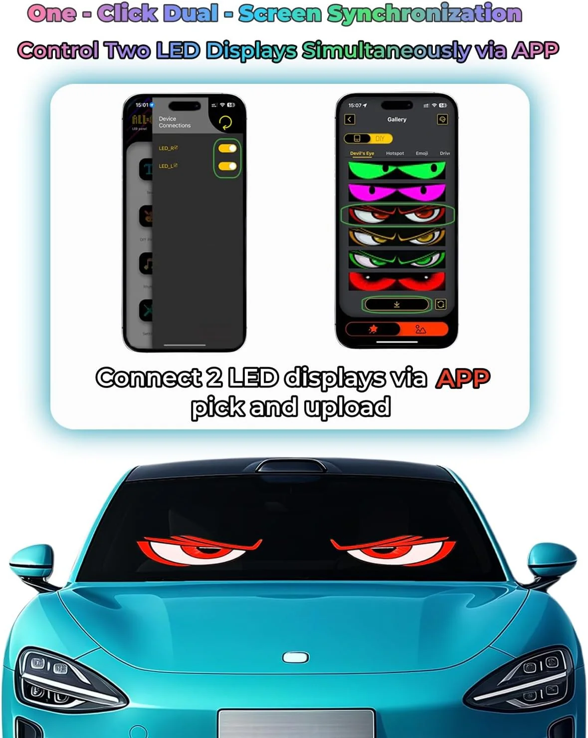 LED Devil Eyes Light for Trucks - Programmable LED Display for Trucks Windows