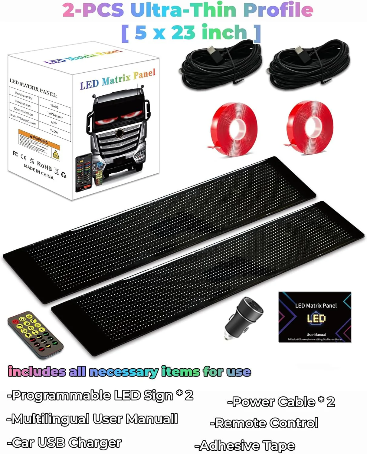 LED Devil Eyes Light for Trucks - Programmable LED Display for Trucks Windows